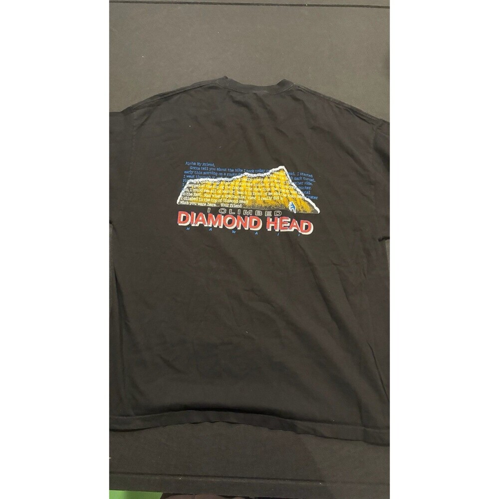 Vintage I Climbed Diamond Head Hawaii Black T-Shirt Sz 2XL Oahu big island